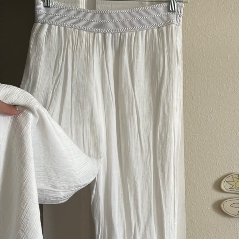 White Flowy Pants